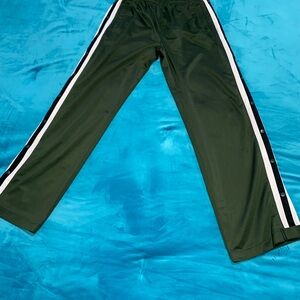 Pure Bull Tear Away Green Track Pants with White Stripes